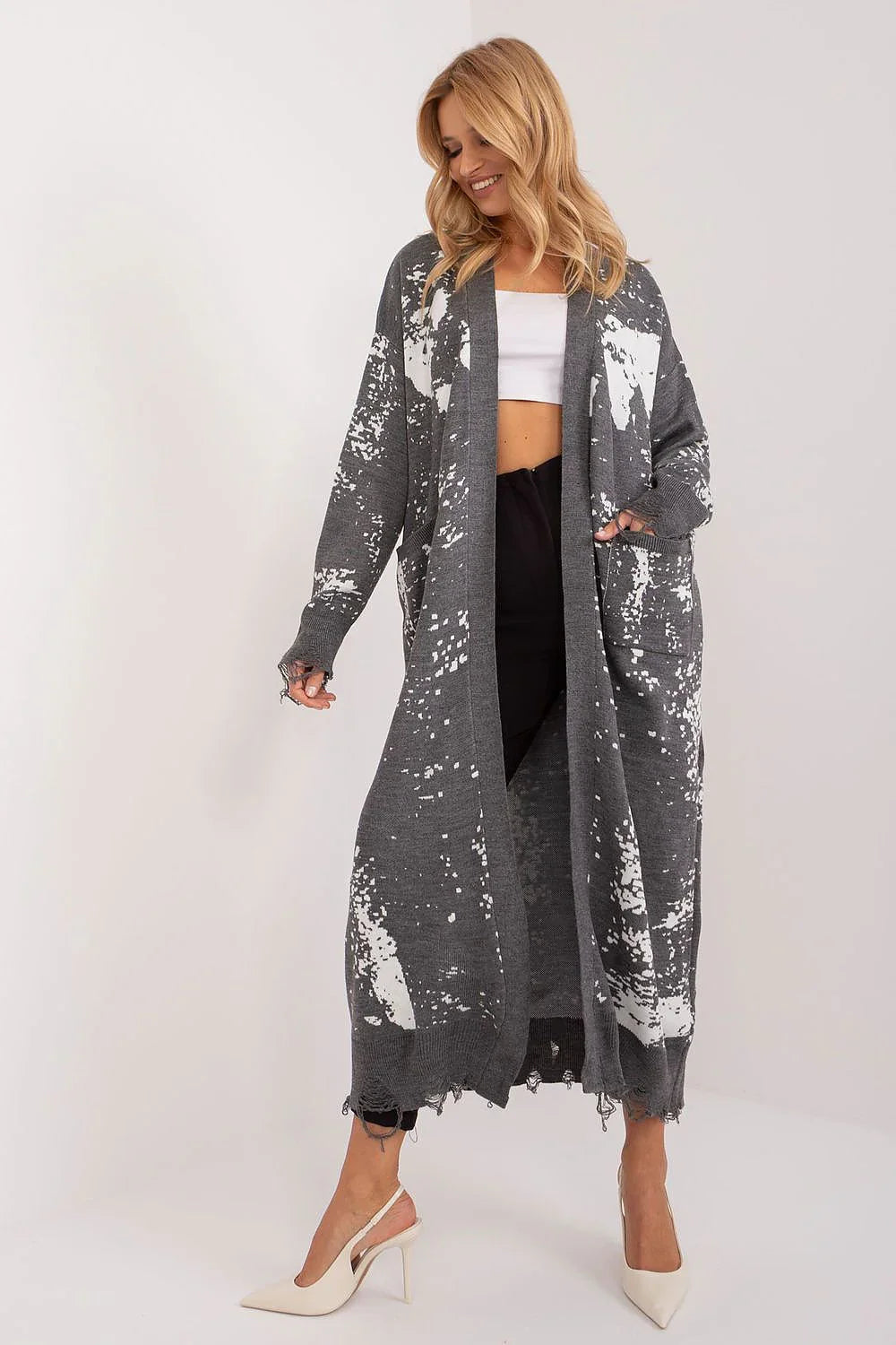 Women's Graphic Longline Cardigan Sweater