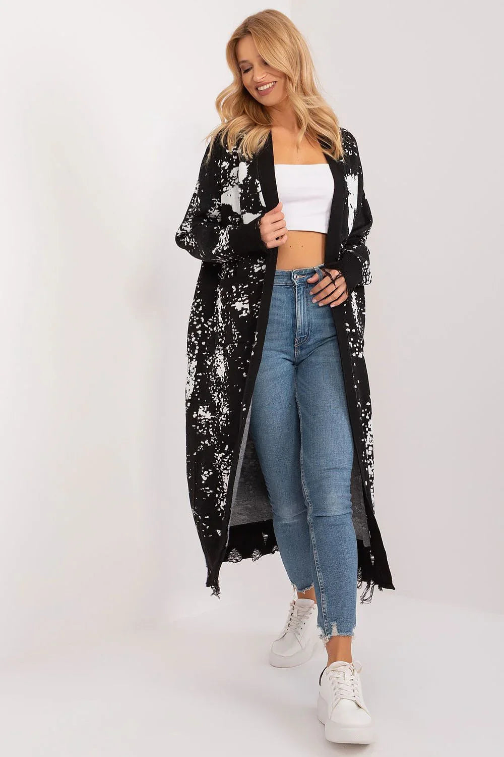 Women's Graphic Longline Cardigan Sweater