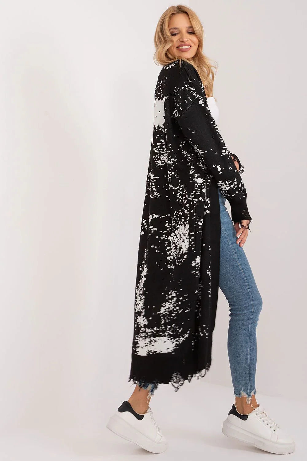 Women's Graphic Longline Cardigan Sweater