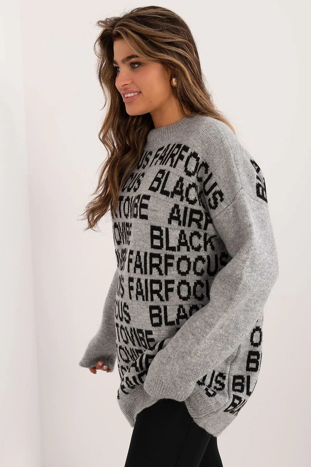 Women's Graphic Longline Crew Pullover Sweater