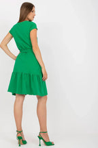 Women's Knee-Length Day Dress – Regular Fit With Short Sleeves