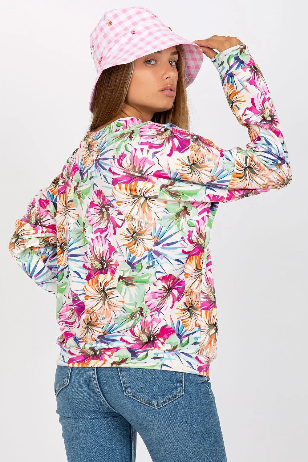Women's Long-Sleeve Blouse - Floral Waist Length