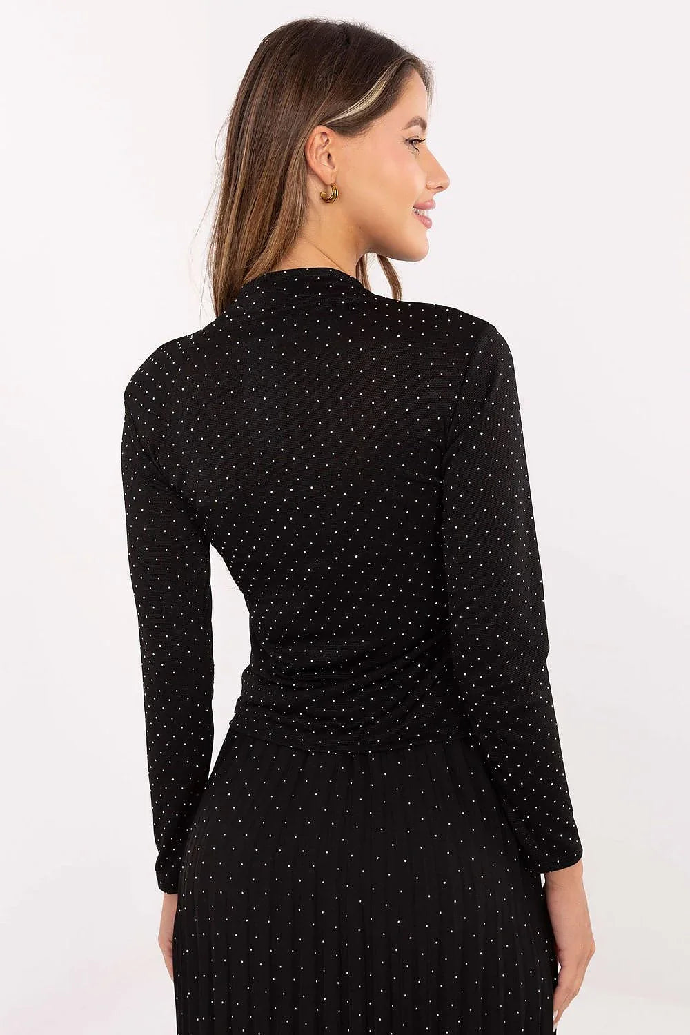 Women's Long Sleeve Blouse - Sequin Waist Length