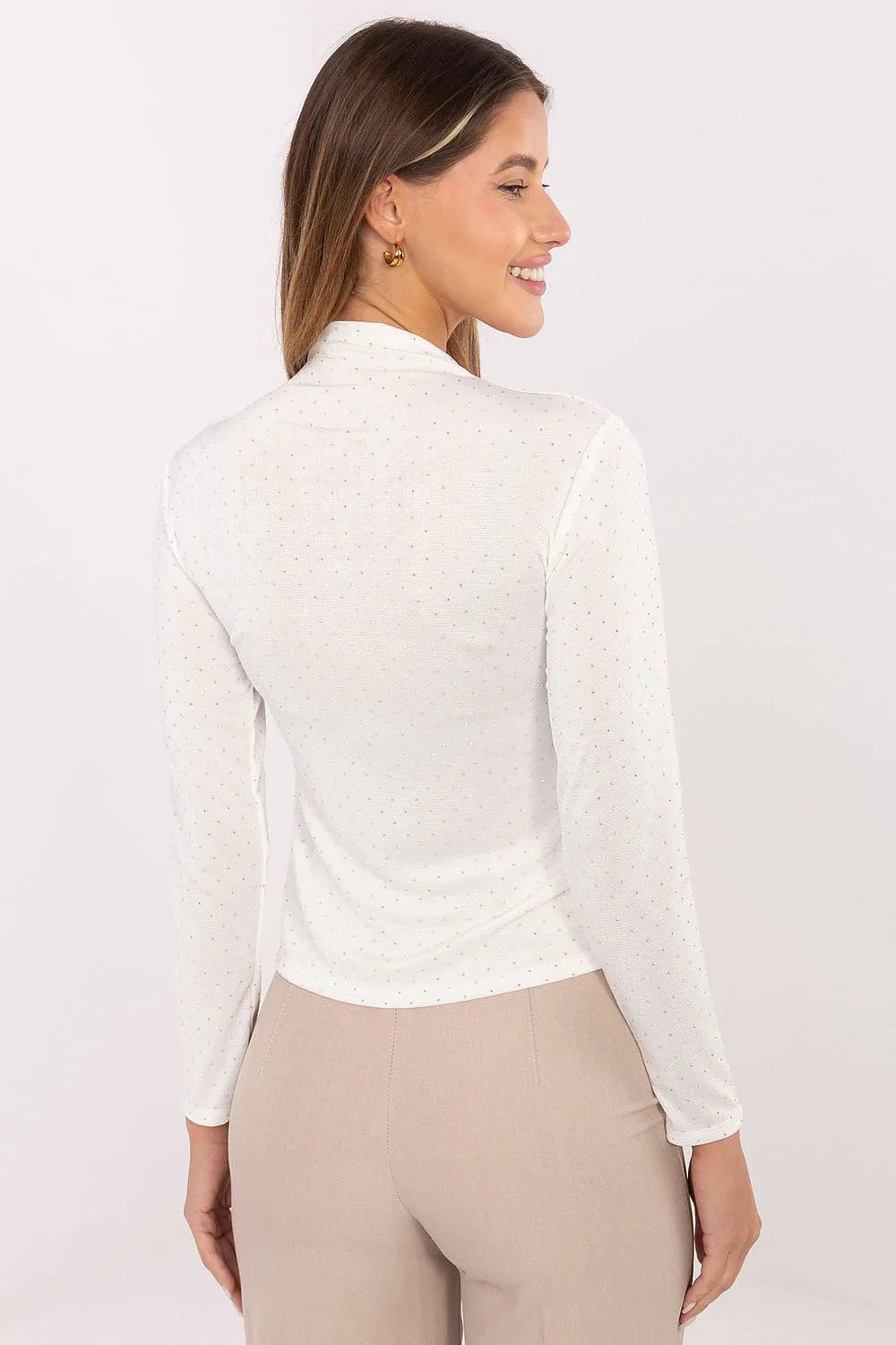 Women's Long Sleeve Blouse - Sequin Waist Length