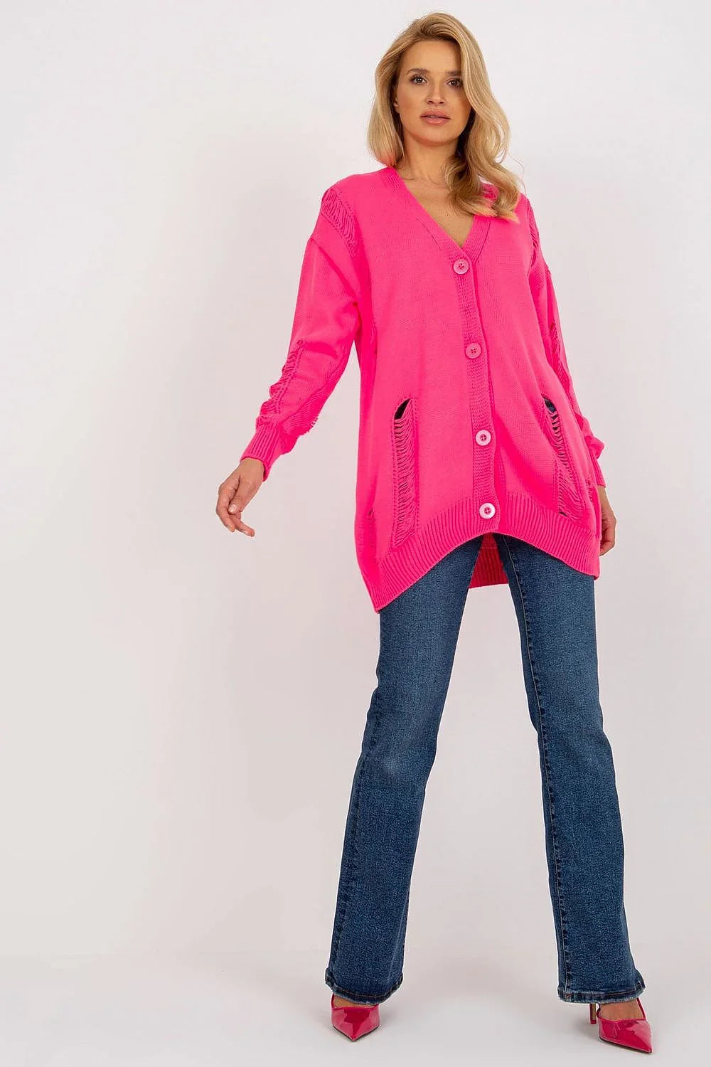 Women's Longline Button Cardigan Sweater