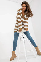 Women's Longline Striped V-Neck Pullover Sweater