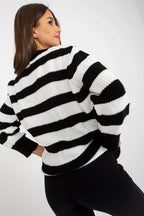 Women's Longline Striped V-Neck Pullover Sweater