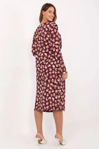 Women's Midi Day Dress – Regular Fit With Long Sleeves
