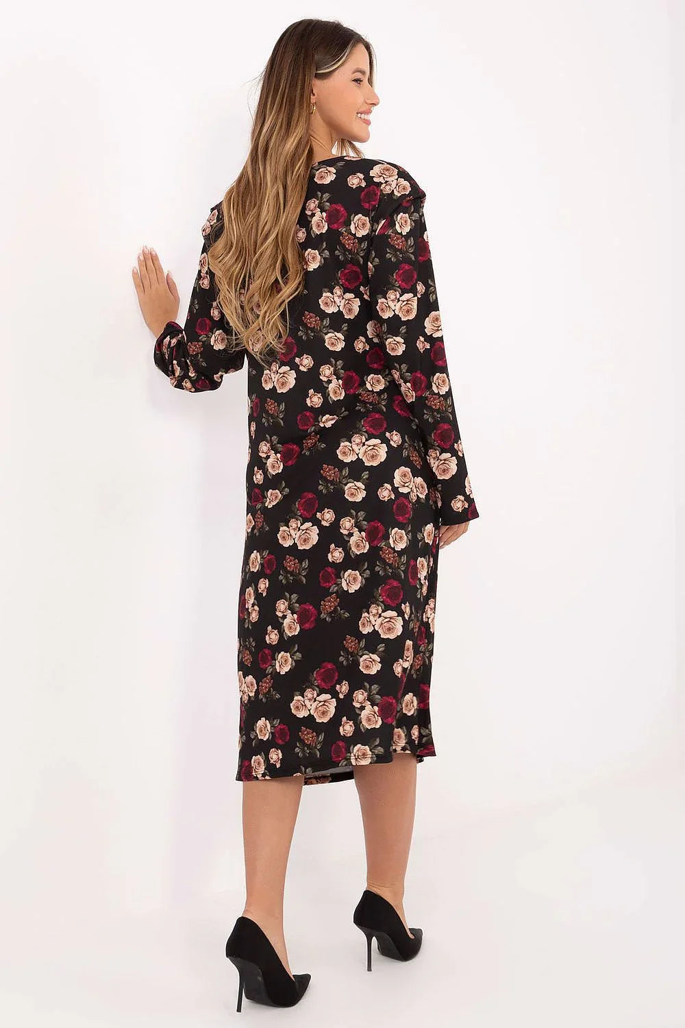 Women's Midi Day Dress – Regular Fit With Long Sleeves