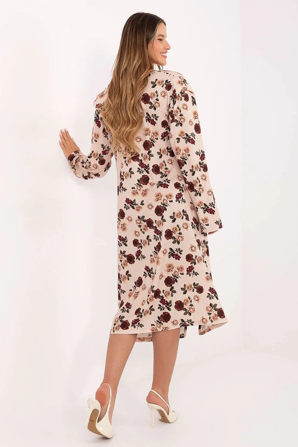 Women's Midi Day Dress – Regular Fit With Long Sleeves
