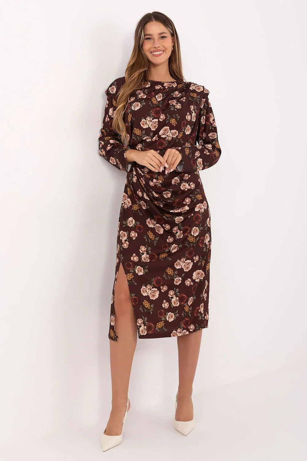 Women's Midi Day Dress – Regular Fit With Long Sleeves