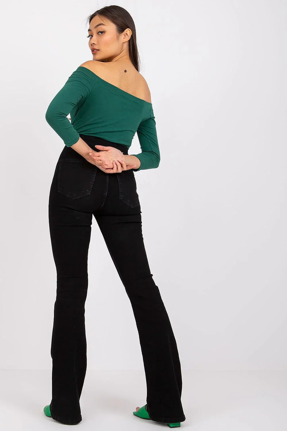 Women's Off-Shoulder Blouse - Solid Waist Length