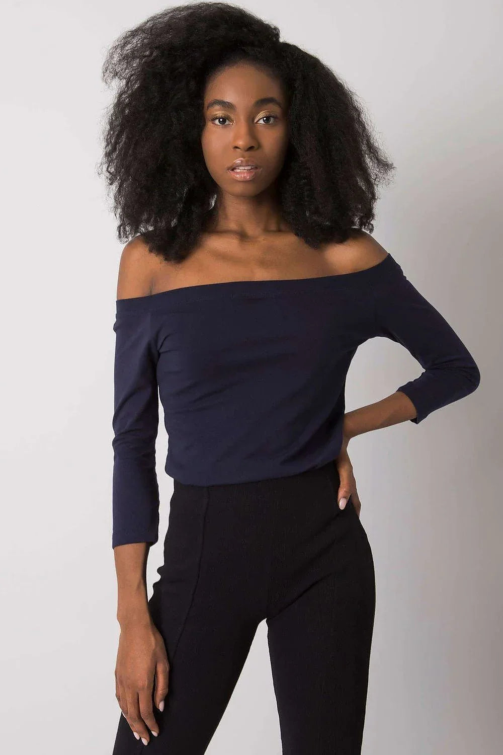 Women's Off-Shoulder Blouse - Solid Waist Length