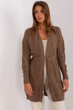 Women's Plaid Belted Cardigan Sweater