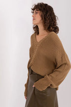 Women's Rib Hem V Neck Pullover Sweater