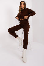 Women’s Ribbed Hoodie and Tapered Pants Two Piece Set