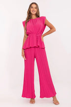 Women’s Sleeveless Blouse and Wide Leg Pants Set