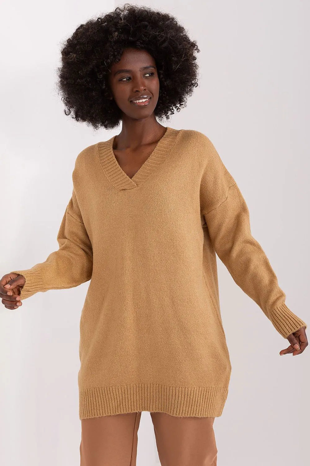 Women's Solid Longline Pullover Sweater