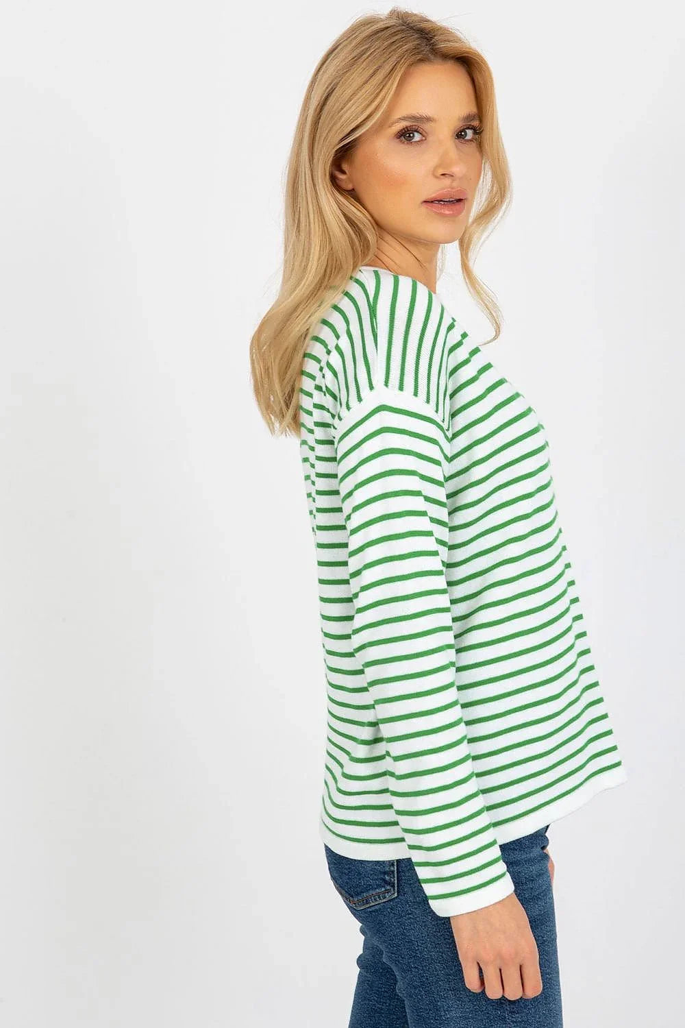 Women's Striped Crew Neck Pullover Sweater