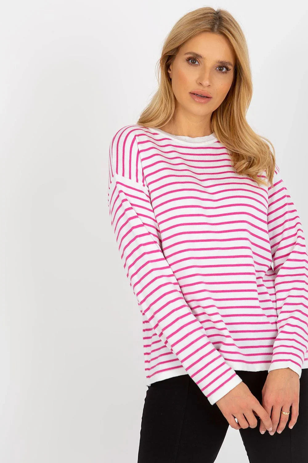Women's Striped Crew Neck Pullover Sweater
