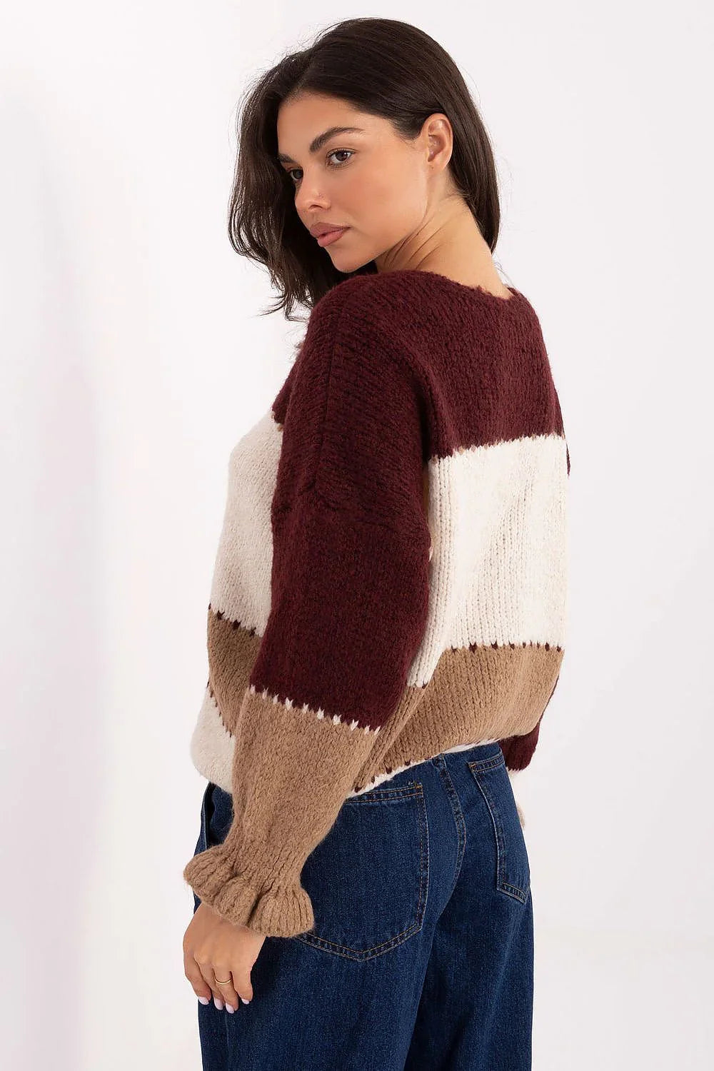 Women's Striped V Neck Cardigan Sweater