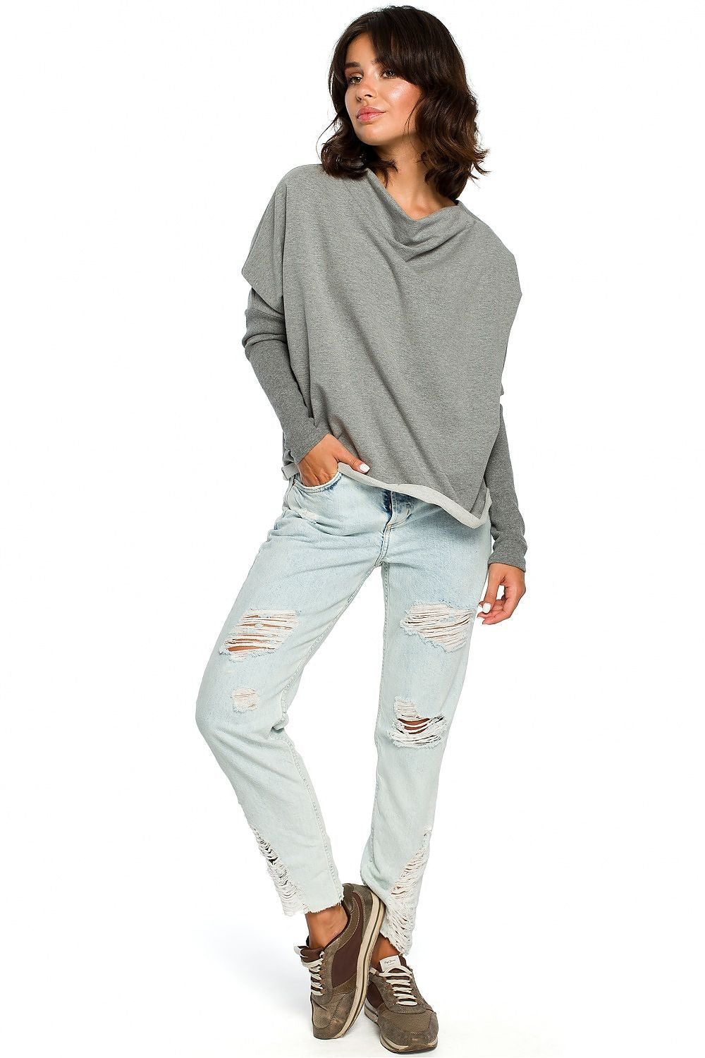 Women's Sweatshirt - Mock-Neck With Oversized Fit