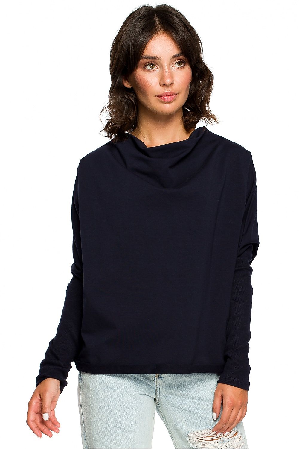 Women's Sweatshirt - Mock-Neck With Oversized Fit