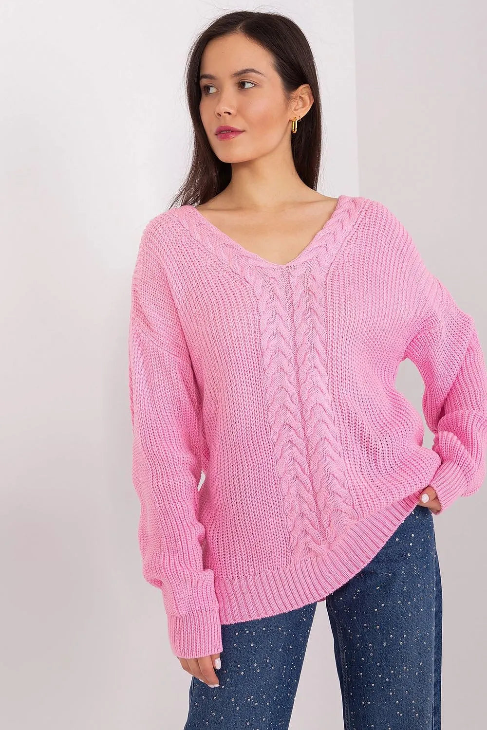 Women's Textured Cable Knit Pullover Sweater