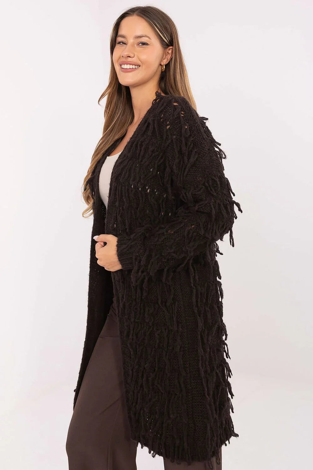 Women's Textured Longline Cardigan Sweater