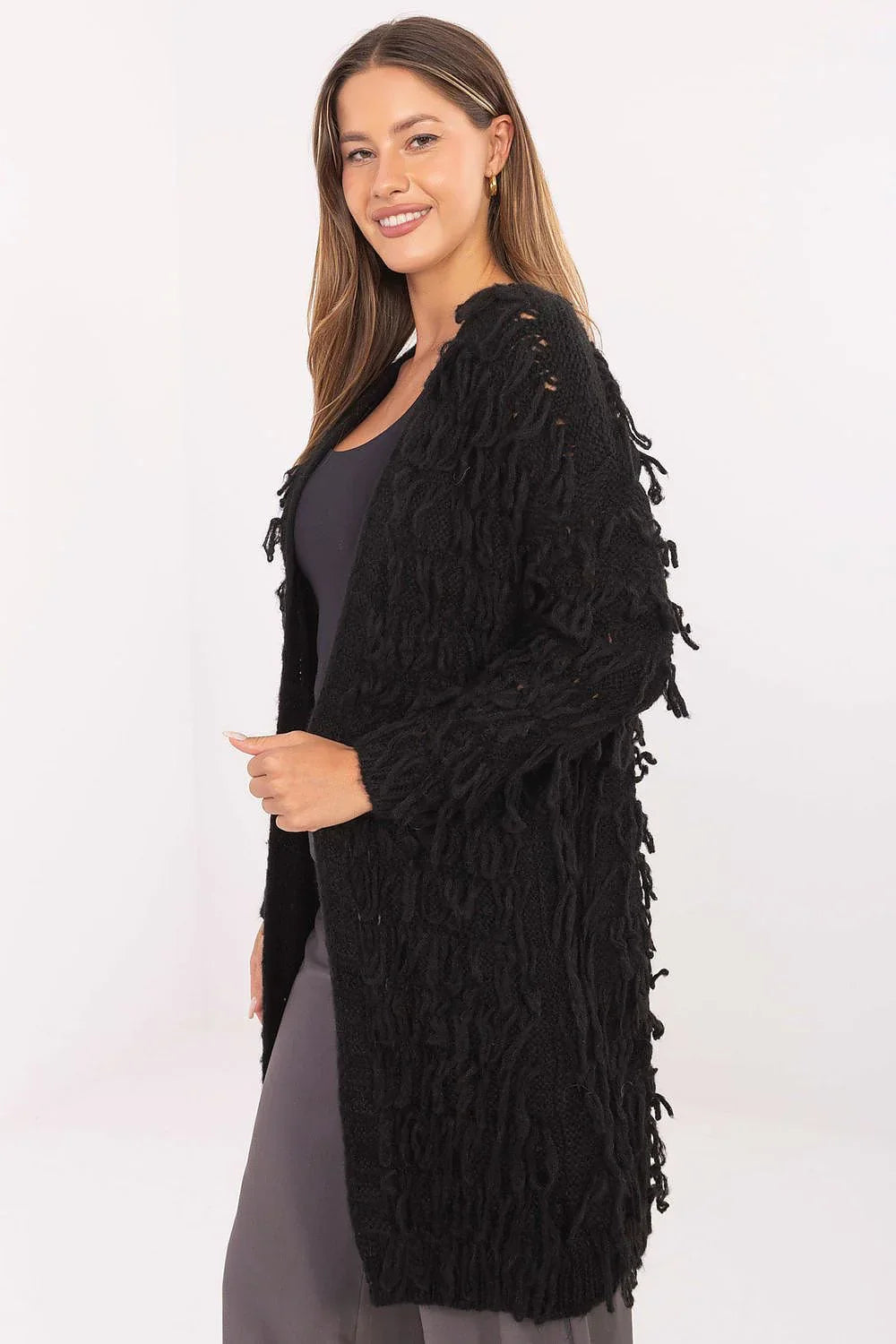 Women's Textured Longline Cardigan Sweater