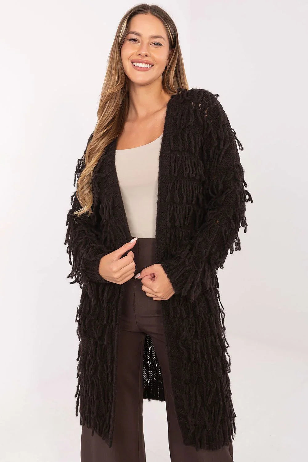 Women's Textured Longline Cardigan Sweater