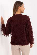 Women's Textured Oversized Crew Neck Pullover Sweater