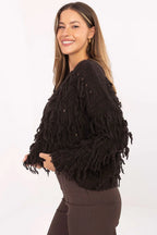 Women's Textured Oversized Crew Neck Pullover Sweater