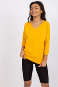 Women's Three-Quarter Sleeve Blouse - Solid Hip Length