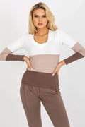 Women's V-Neck Blouse - Colorblock Hip Length