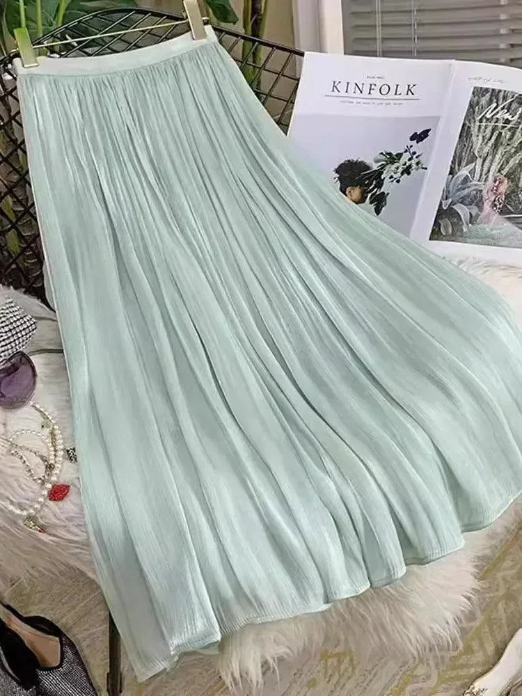 A-Line Skirt Women Minimalist Office - Elastic Midi Women Skirt