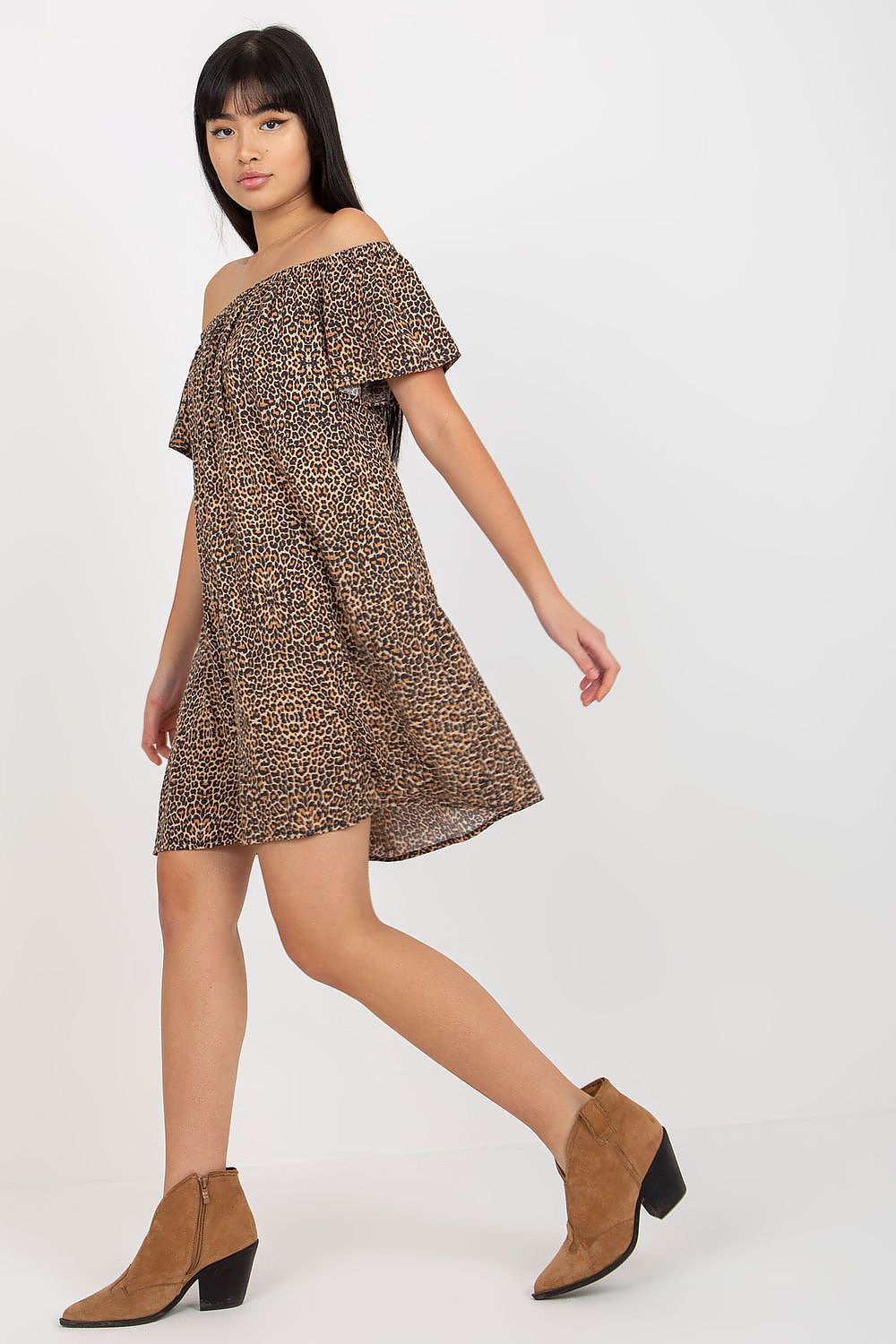 Bardot Neckline Summer Dress – Loose Fit, Short Sleeves | GUOCALI – view 2