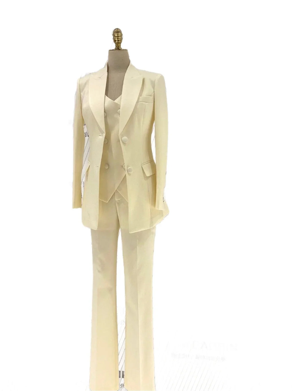 Elegant Women's Pant Suit - Solid Button
