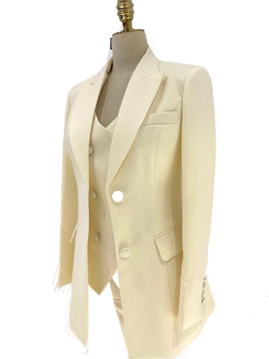 Elegant Women's Pant Suit - Solid Button