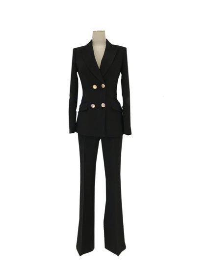 Bell-Bottoms Double Breasted Pant Suit -Guocali