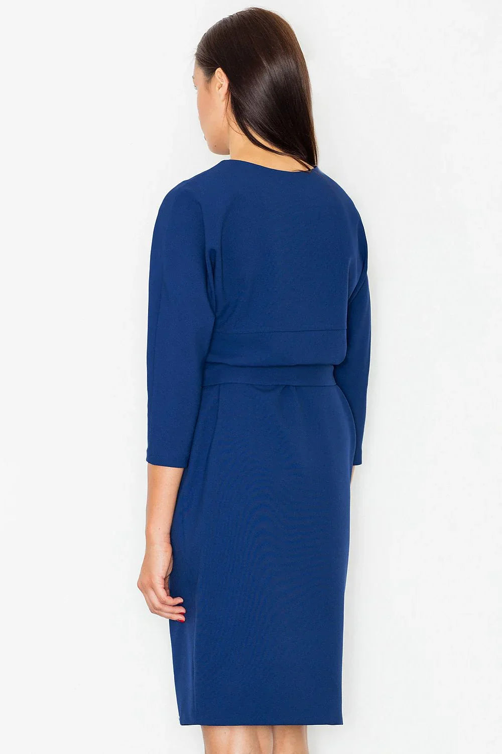 Belted Midi Dress Elegant Casual Workwear Style-Day Dress-GUOCALI