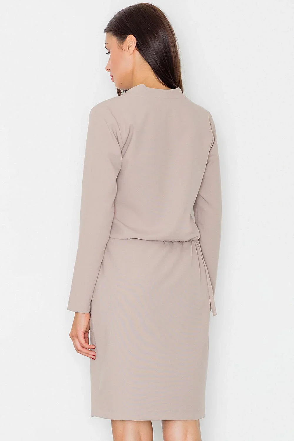 Belted Midi Dress Elegant Casual Workwear Style-Day Dress-GUOCALI