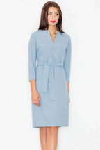 Belted Midi Dress Elegant Casual Workwear Style-Day Dress-GUOCALI