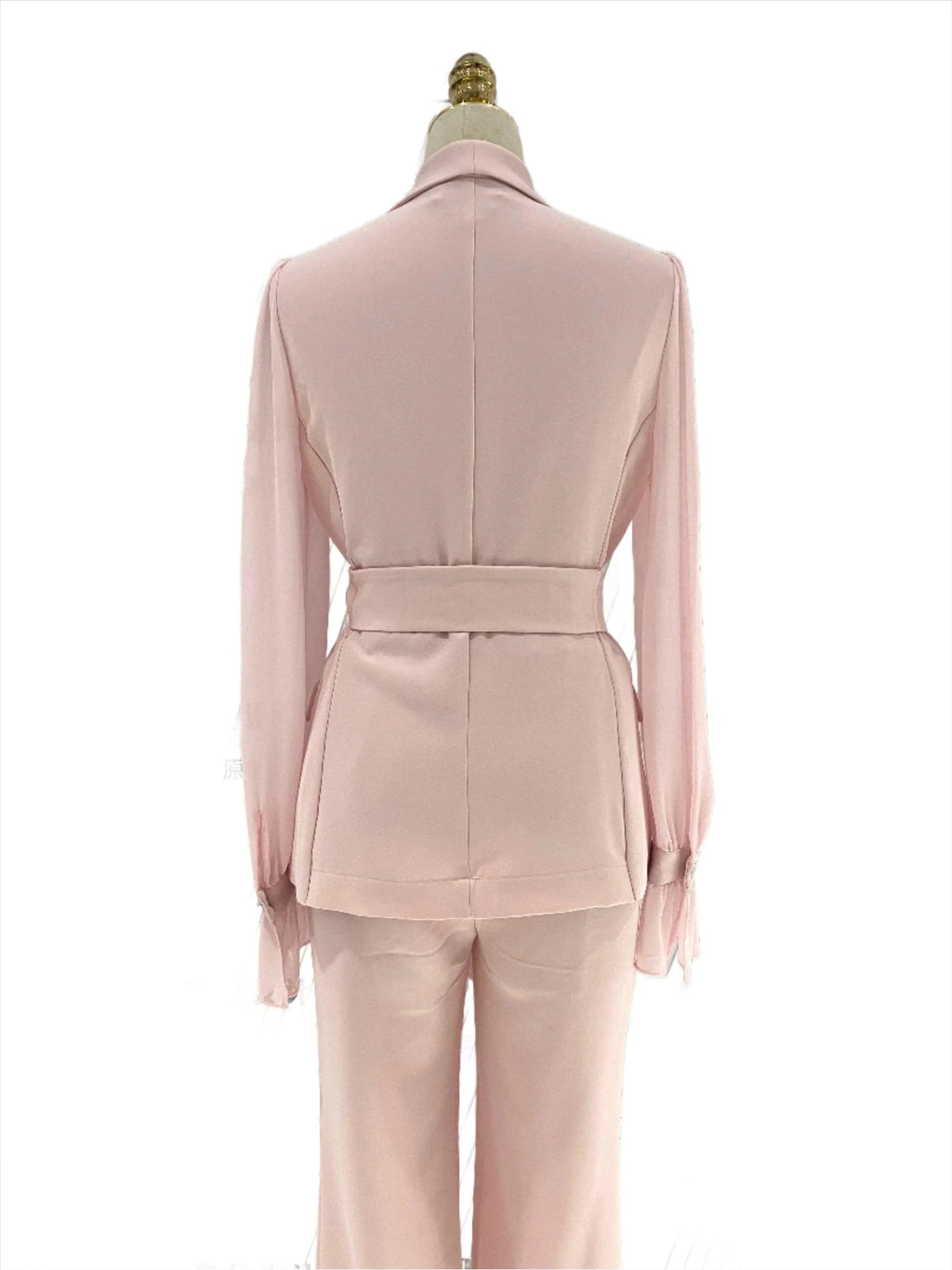 Chic Women's Pant Suit - Solid Double-Breasted