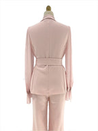 Chic Women's Pant Suit - Solid Double-Breasted