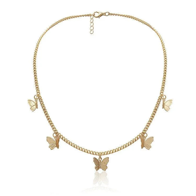 Big Butterfly Pendant Necklace - Rhinestone Jewelry -Guocali