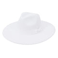 Wide-brim white retro fedora hat with ribbon, GUOCALI luxury fashion accessory
