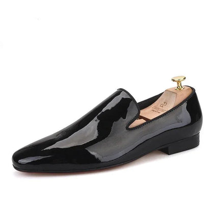 Black Patent Leather Men Loafers - Men Shoes -Guocali