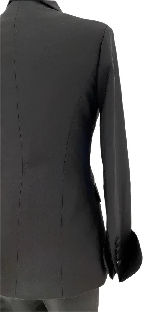 Black Tuxedo Suit - Women Trouser Set -Guocali