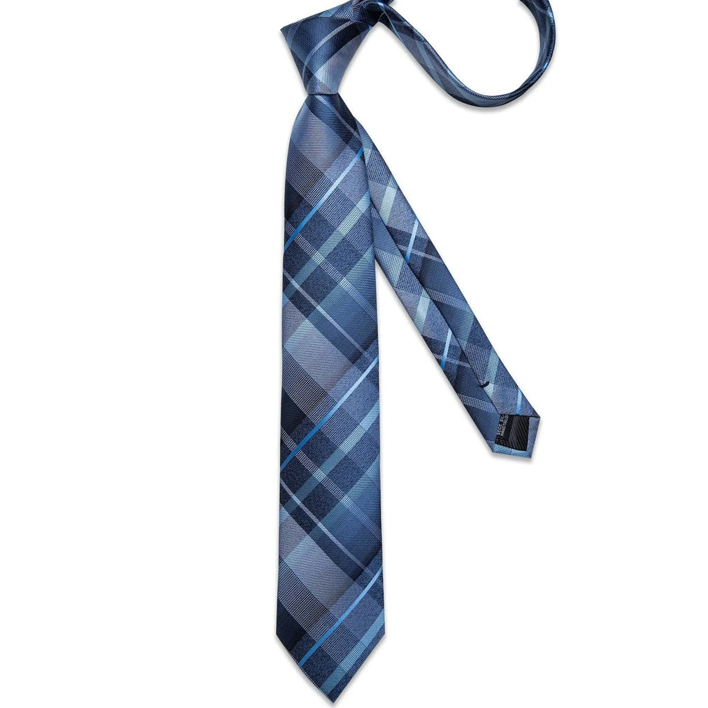 Blue Checked Necktie Set -Guocali